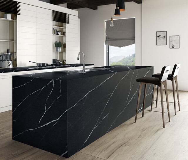 cocina silestone mármol negro